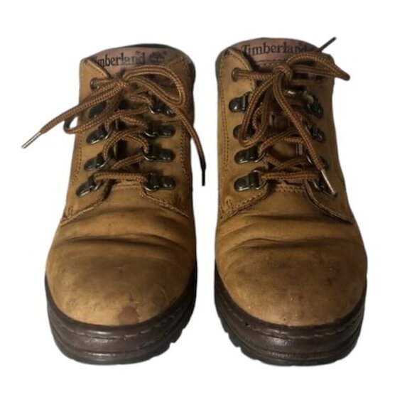 TIMBERLAND Boots Women's Size 7 US Brown Vintage Laces Booties Work Hiking Shoes - Picture 1 of 10